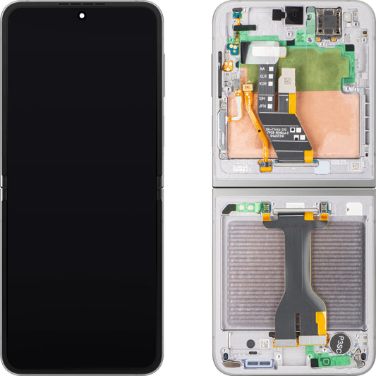 Display met Touchscreen Samsung Galaxy Z Flip6 F741, met Frame, Onder Inner, Zilver (Silver Shadow), Service Pack GH82-35013A