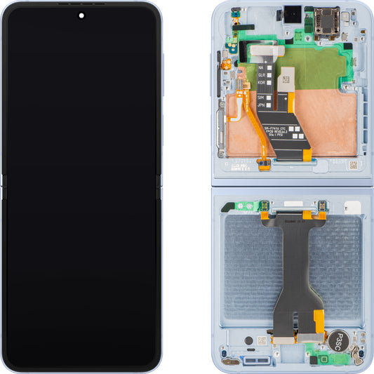 Display met Touchscreen Samsung Galaxy Z Flip6 F741, met Frame, Sub Inner, Blauw, Service Pack GH82-35014C