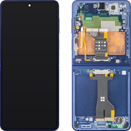 Display met Touchscreen Samsung Galaxy Z Flip7 F766, Met Frame, Onder Inner, Blauw (Blue Shadow), Service Pack GH82-37581A