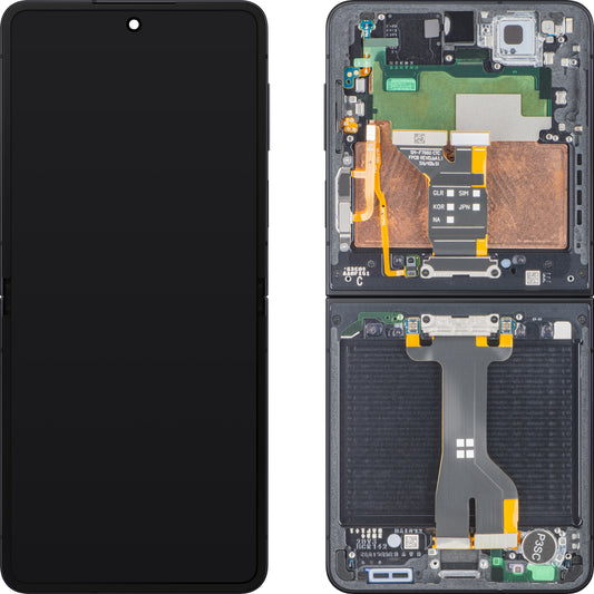 Display met Touchscreen Samsung Galaxy Z Flip7 F766, Met Frame, Onder Inner, Zwart (Jet Black), Service Pack GH82-37581C