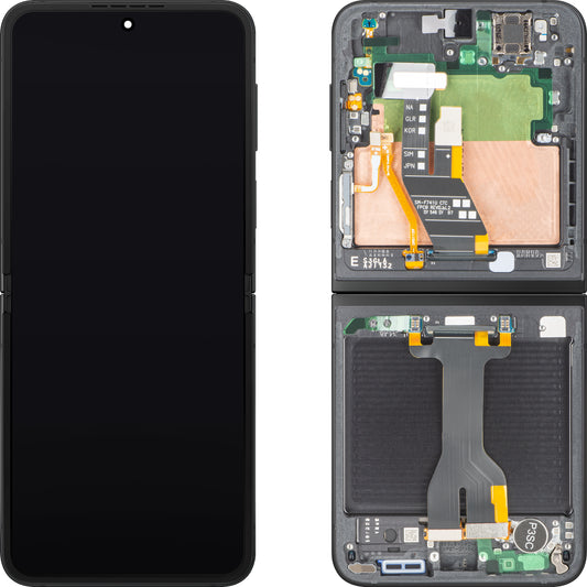 Display met Touchscreen Samsung Galaxy Z Flip7 FE F761, met Frame, Onder Inner, Zwart, Service Pack GH82-37734A