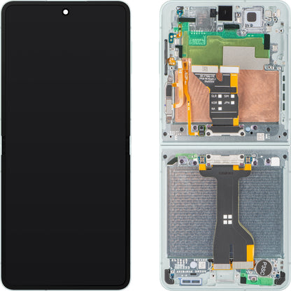 Samsung Galaxy Z Flip7 F766 Touchscreen Display, met frame, Sub Inner, Groen (Mint), Service Pack GH82-37581E