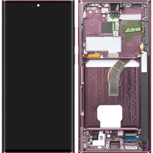 Écran tactile Samsung Galaxy S22 Ultra 5G S908, avec cadre, bordeaux, échange GH82-27488B