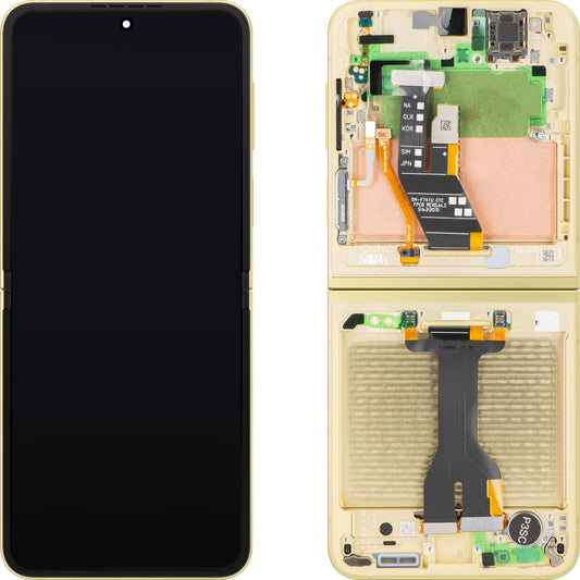 Écran avec écran tactile Samsung Galaxy Z Flip6 F741, avec cadre, sous inner, jaune, pack de service GH82-35014B