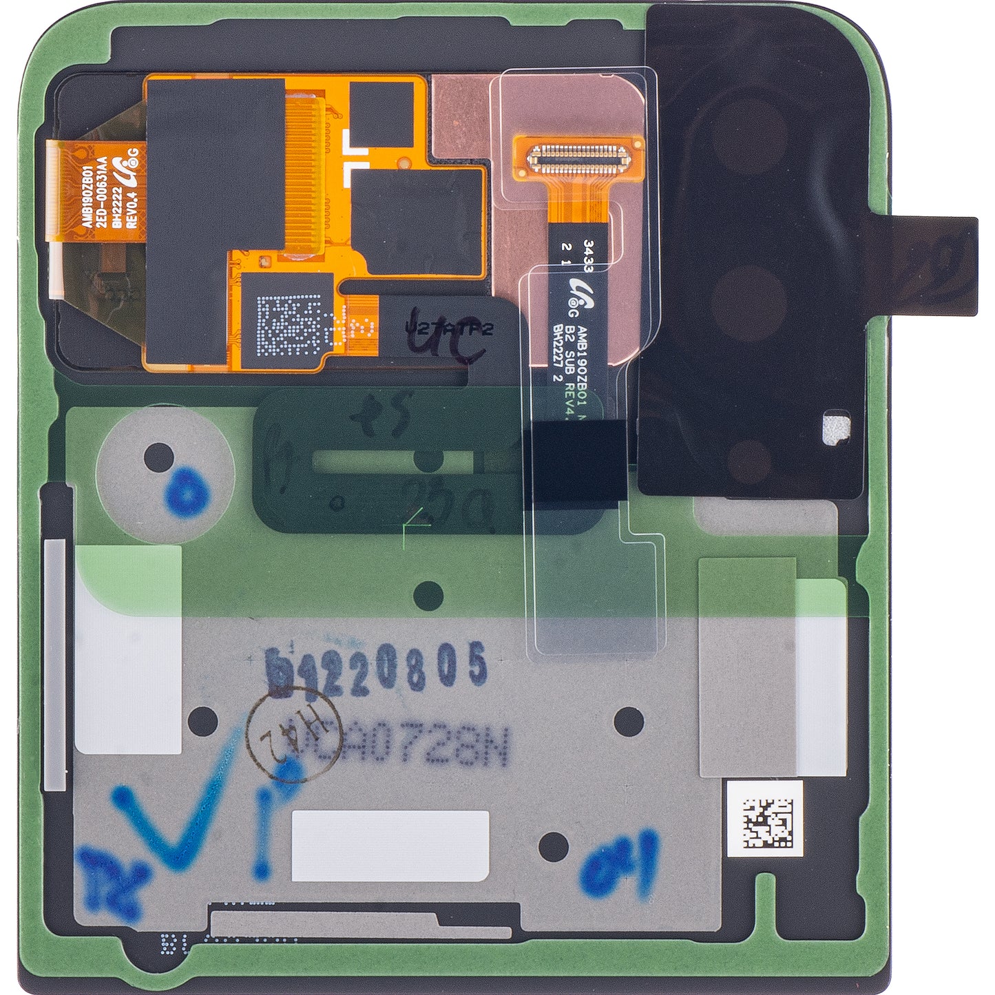 Touchscreen scherm Samsung Galaxy Z Flip4 F721, sub buitenkant, grijs (grafiet), Service Pack GH97-27947A