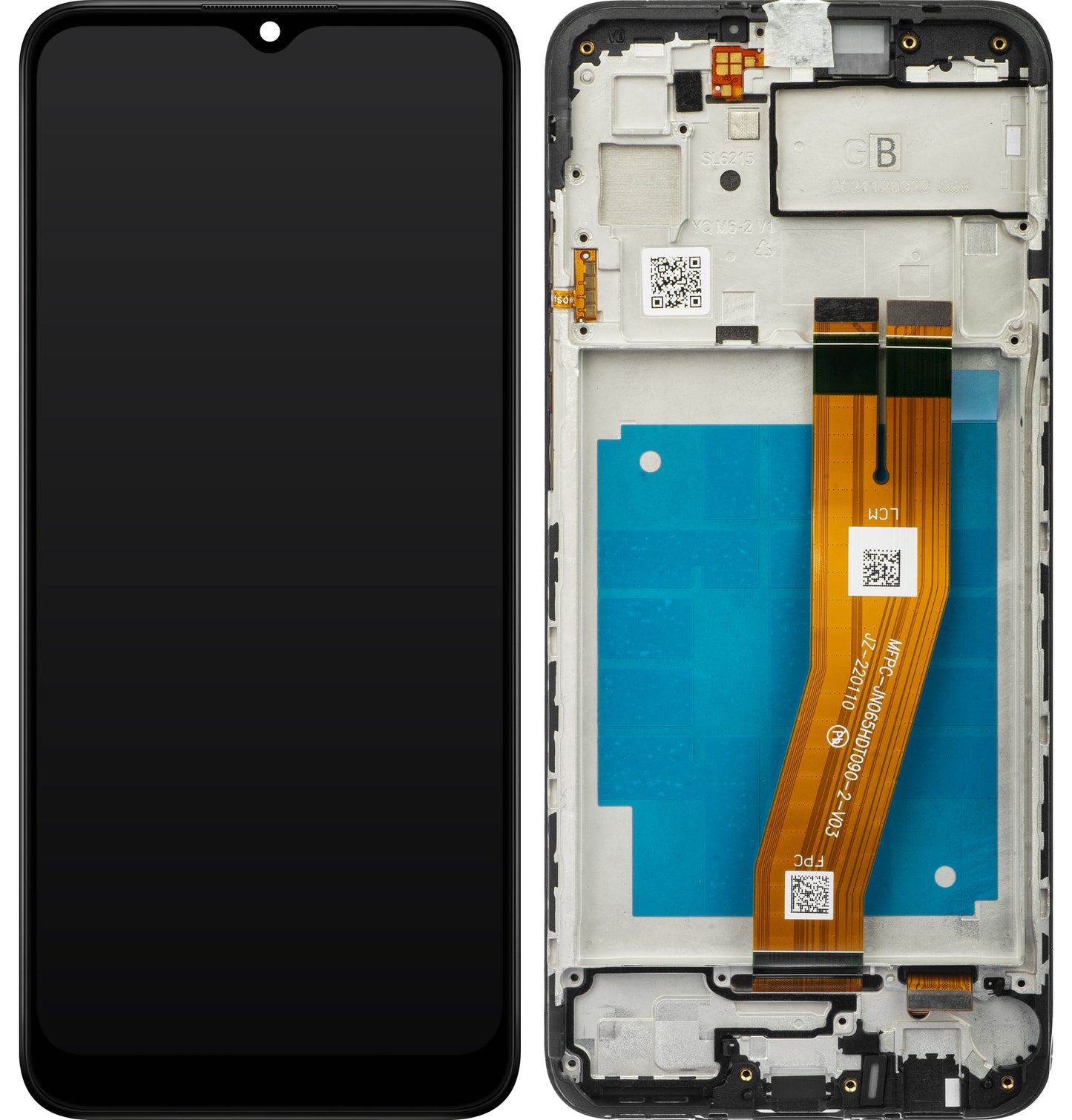 Touchscreen scherm Samsung Galaxy A03 A035, met frame, versie F, zwart, Service Pack GH81-21625A