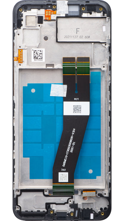 Touchscreen scherm Samsung Galaxy A03 A035, met frame, versie G, zwart, Service Pack GH81-21626A