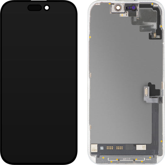 Écran tactile avec capteur de proximité MP compatible avec Apple iPhone 17, avec cadre, version logicielle OLED FHD 120Hz Diagnostic, noir