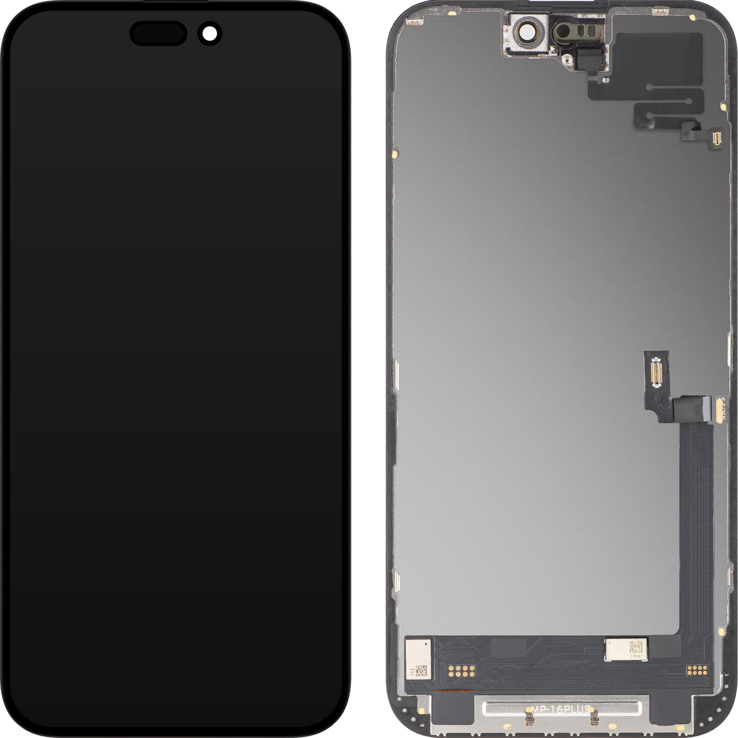 Touchscreen-Display mit MP-Näherungssensor kompatibel mit Apple iPhone 16 Plus, mit Rahmen, OLED FHD Diagnostic Softwareversion, Schwarz