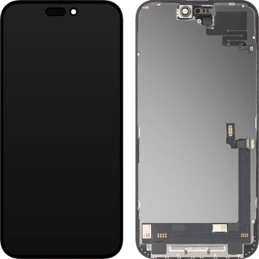 Écran tactile avec capteur de proximité MP compatible avec Apple iPhone 16 Plus, avec cadre, version logicielle OLED FHD Diagnostic, noir