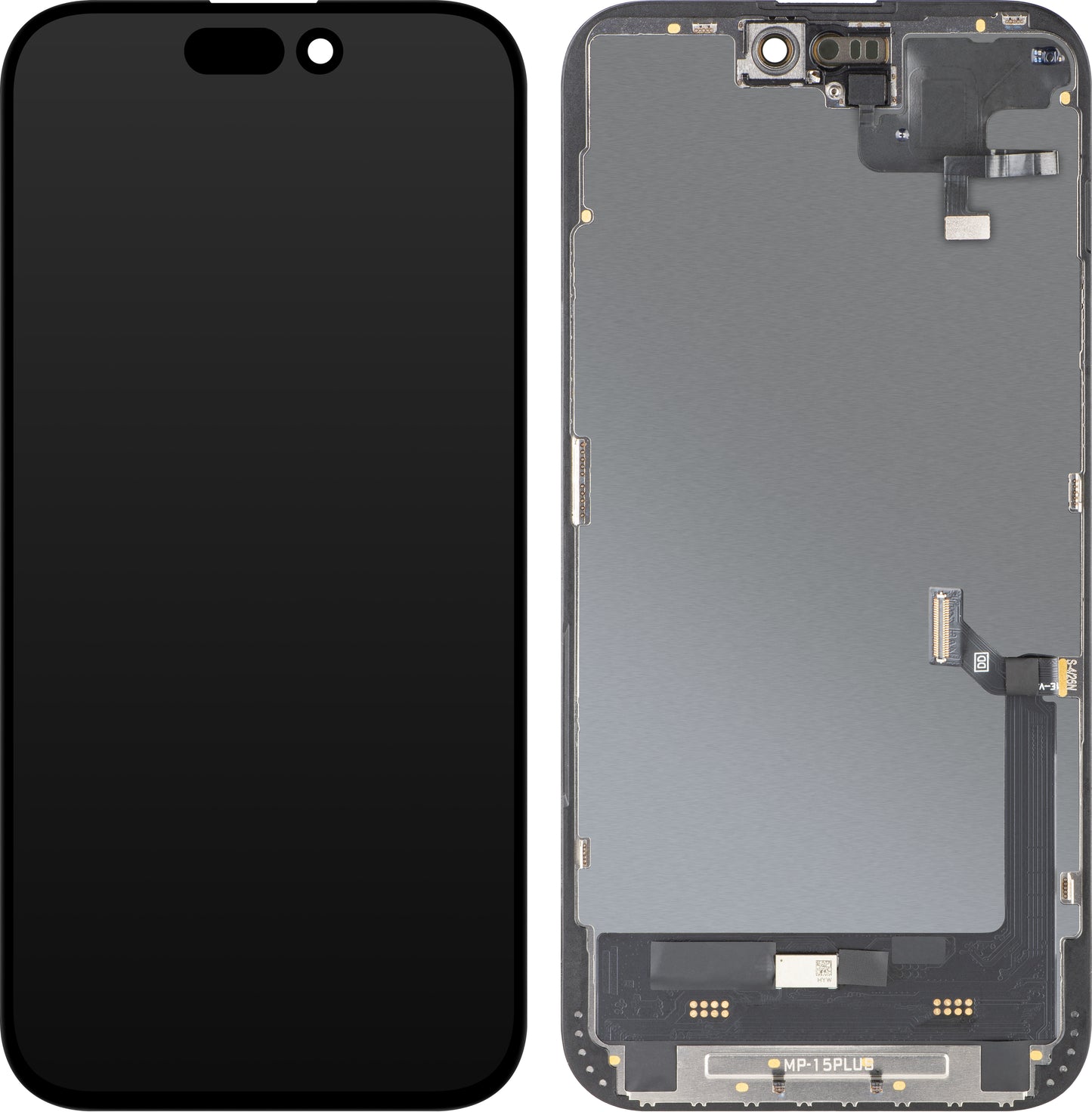 Touchscreen-Display mit MP-Näherungssensor kompatibel mit Apple iPhone 15 Plus, mit Rahmen, OLED FHD Diagnostic Softwareversion, Schwarz