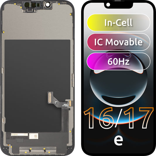 ZY Touchscreen Display voor Apple iPhone 17e / 16e, met Frame, LCD In-Cell IC Verplaatsbare Versie, Zwart