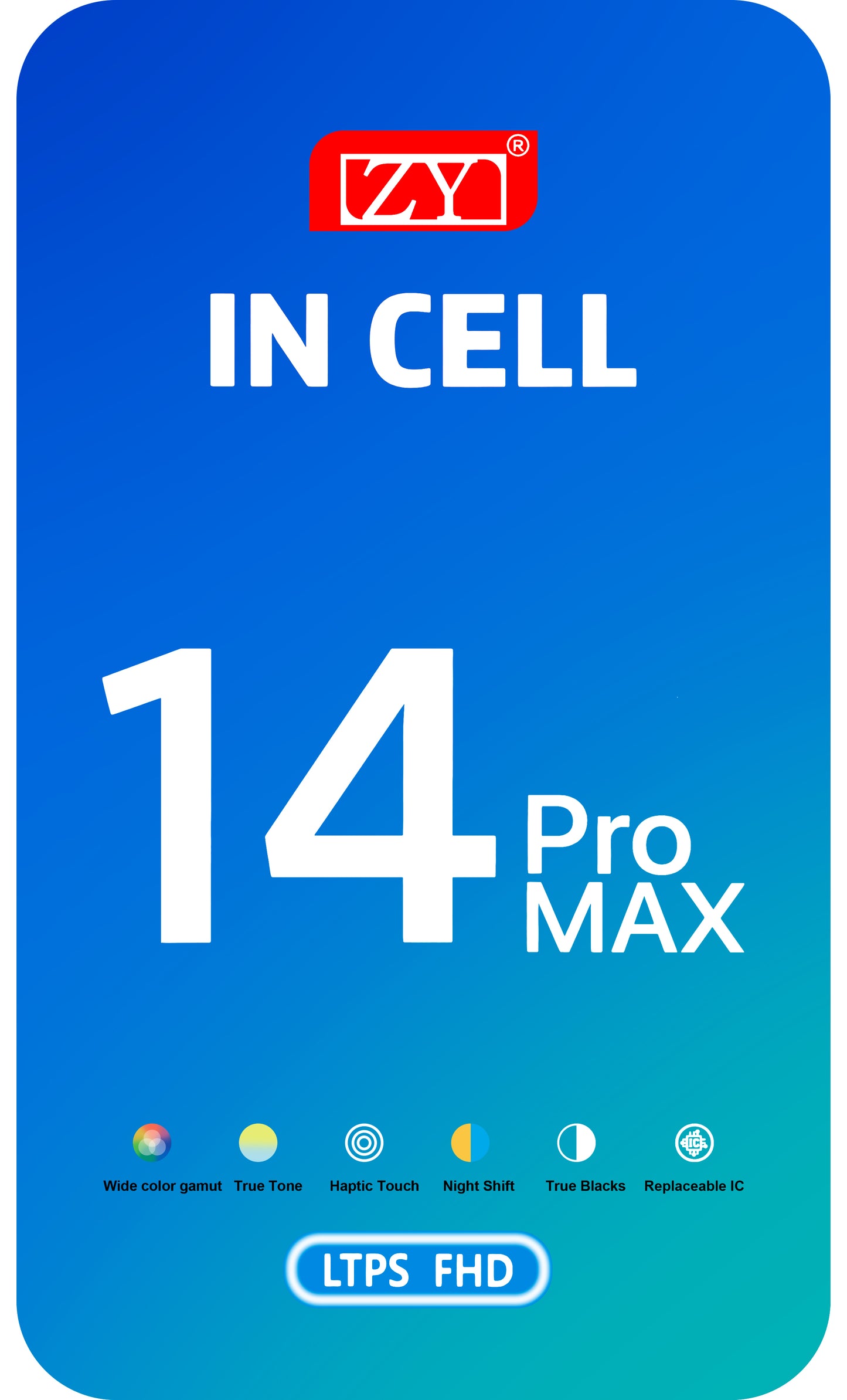 ZY Touchscreen Display für Apple iPhone 14 Pro, mit Rahmen, In-Cell IC Movable LCD Version, Schwarz 