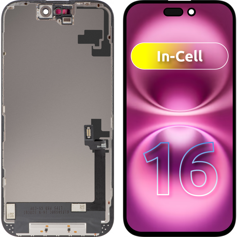 Display met ZY Touchscreen voor Apple iPhone 16, met Frame, LCD In-Cell Versie, Zwart