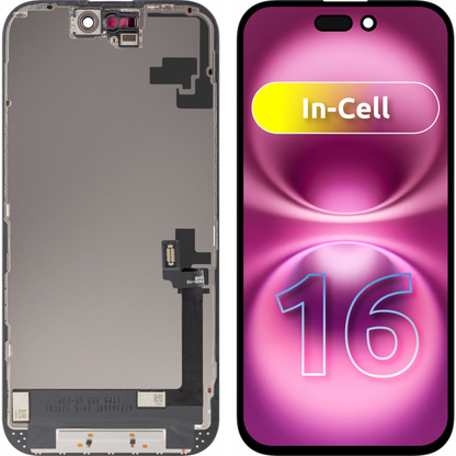 Display met ZY Touchscreen voor Apple iPhone 16, met Frame, LCD In-Cell Versie, Zwart