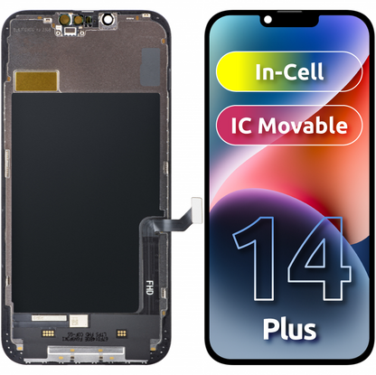 ZY Touchscreen Display für Apple iPhone 14 Plus, mit Rahmen, LCD In-Cell IC beweglich, Schwarz 