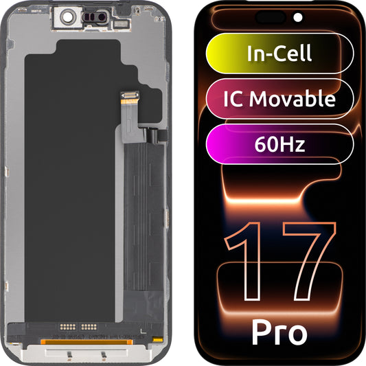 Display mit Touchscreen ZY für Apple iPhone 17 Pro, mit Rahmen, LCD In-Cell IC Movable Version, Schwarz