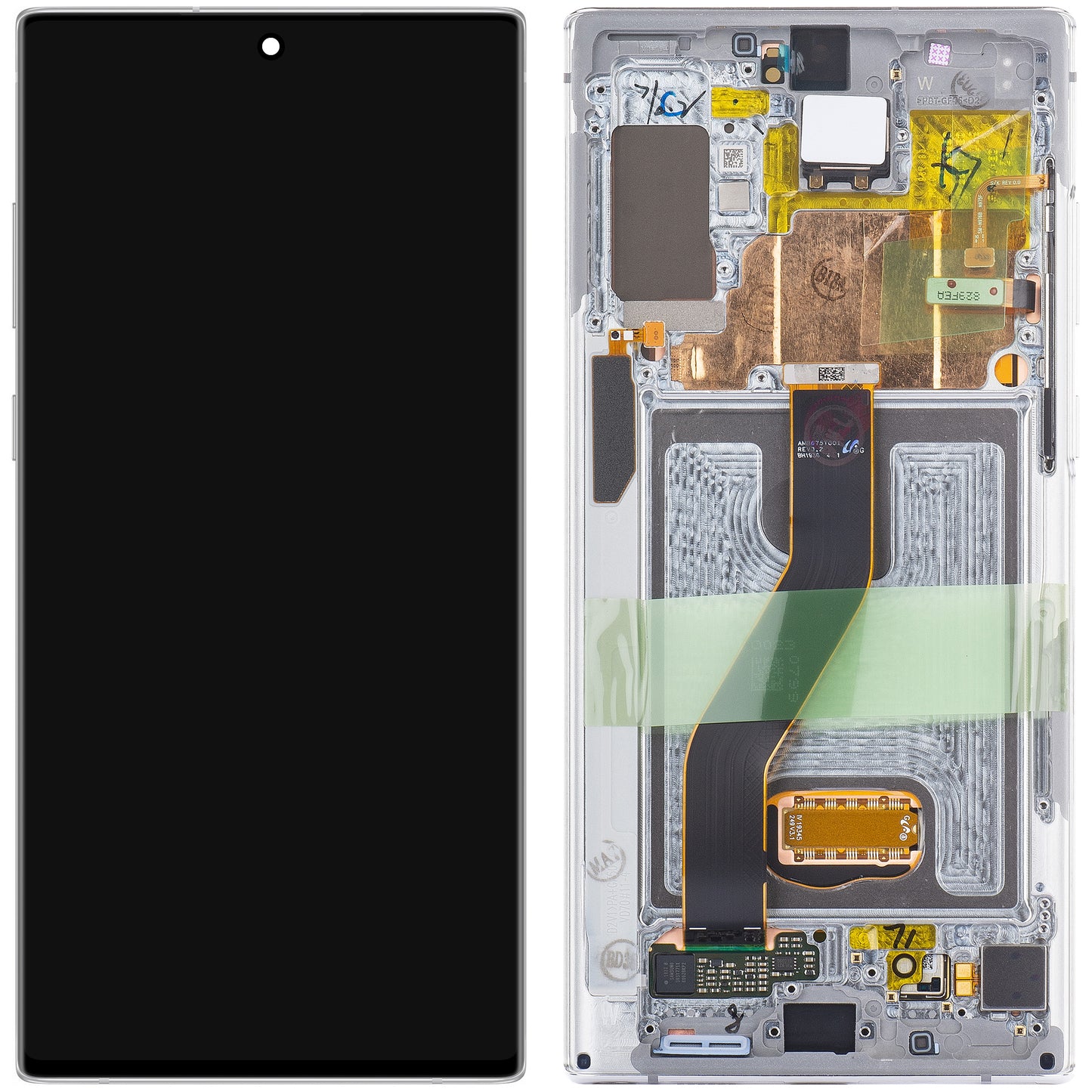 Écran tactile Samsung Galaxy Note 10+ 5G N976 / Note 10+ N975, avec cadre, blanc, Service Pack GH82-20838B