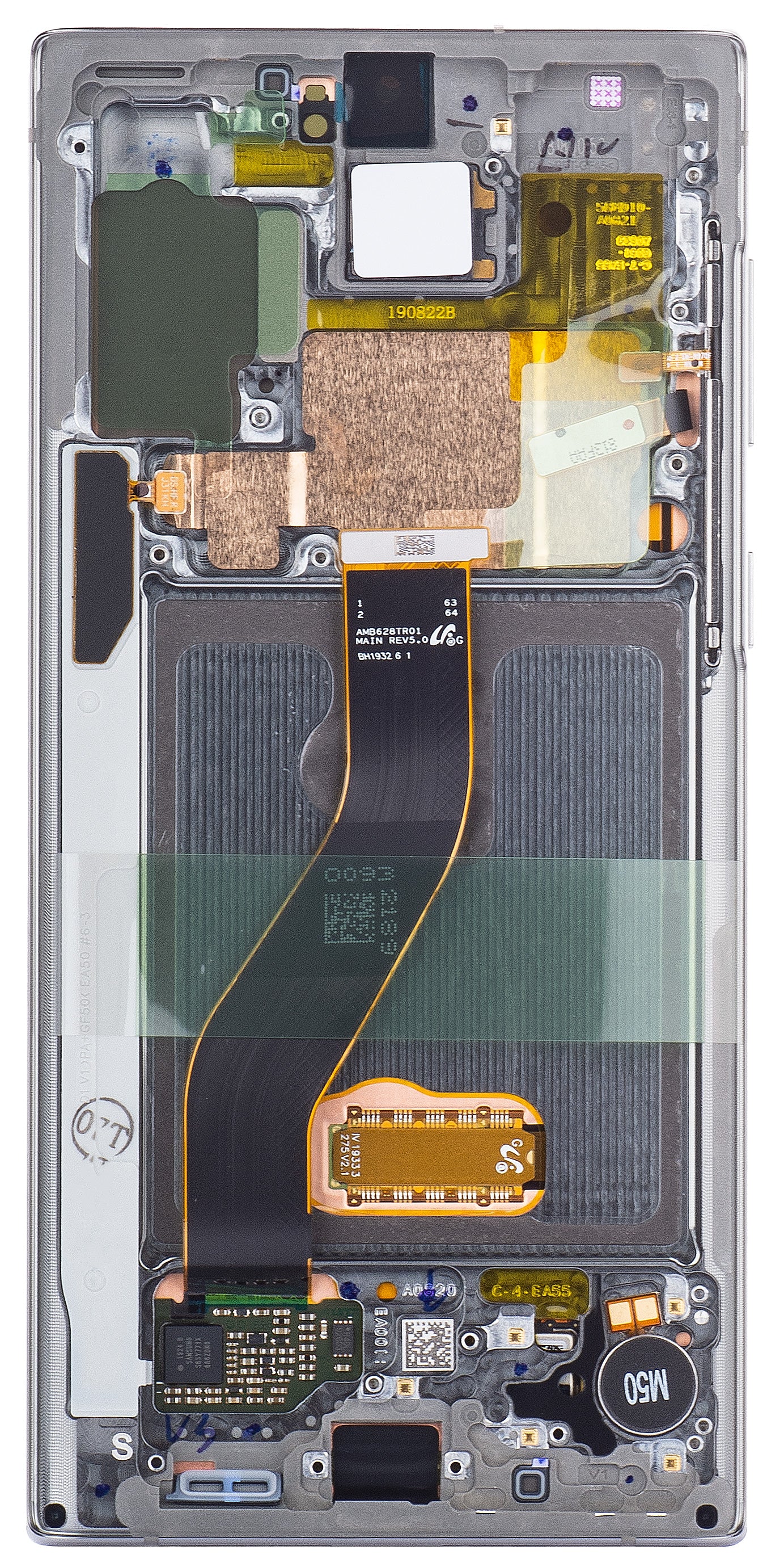 Samsung Galaxy Note10 N970 aanraakscherm met frame, zilver (Aura White), Service Pack GH82-20818C