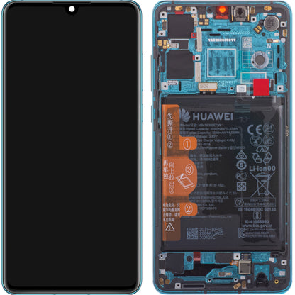 Display met Touchscreen Huawei P30, met Frame en Batterij, Blauw (Aurora Blue), Service Pack 02354HRH