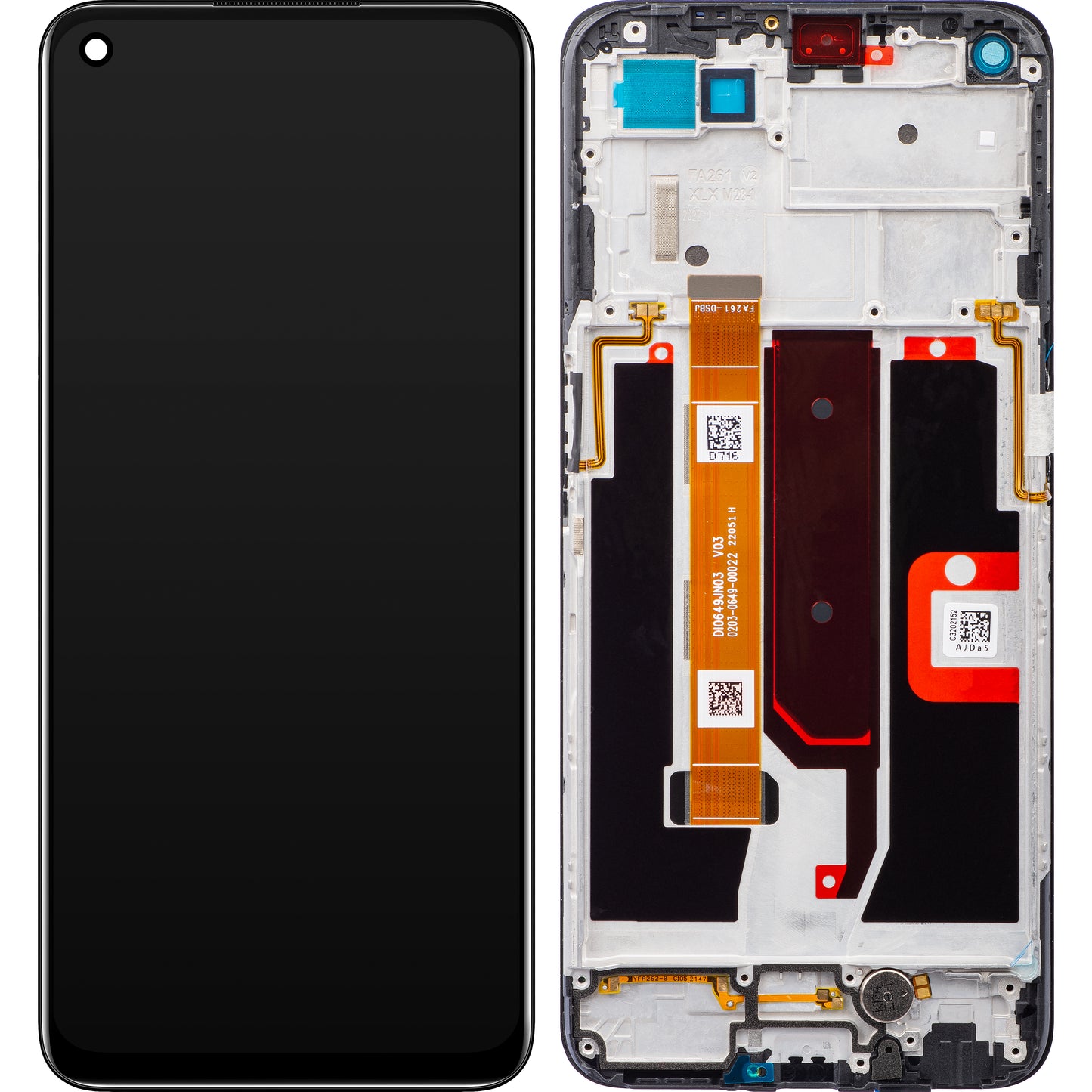 Beeldscherm met aanraakscherm Oppo A74 5G / A54 5G, met frame, zwart, Service Pack 4906219