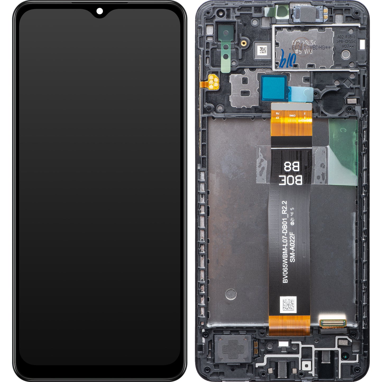 Touchscreen scherm Samsung Galaxy A02 A022, met frame, zwart, Service Pack GH82-25249A