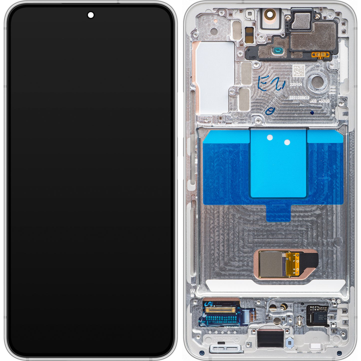 Touchscreen scherm Samsung Galaxy S22 5G S901, met frame, wit, Service Pack GH82-27520B