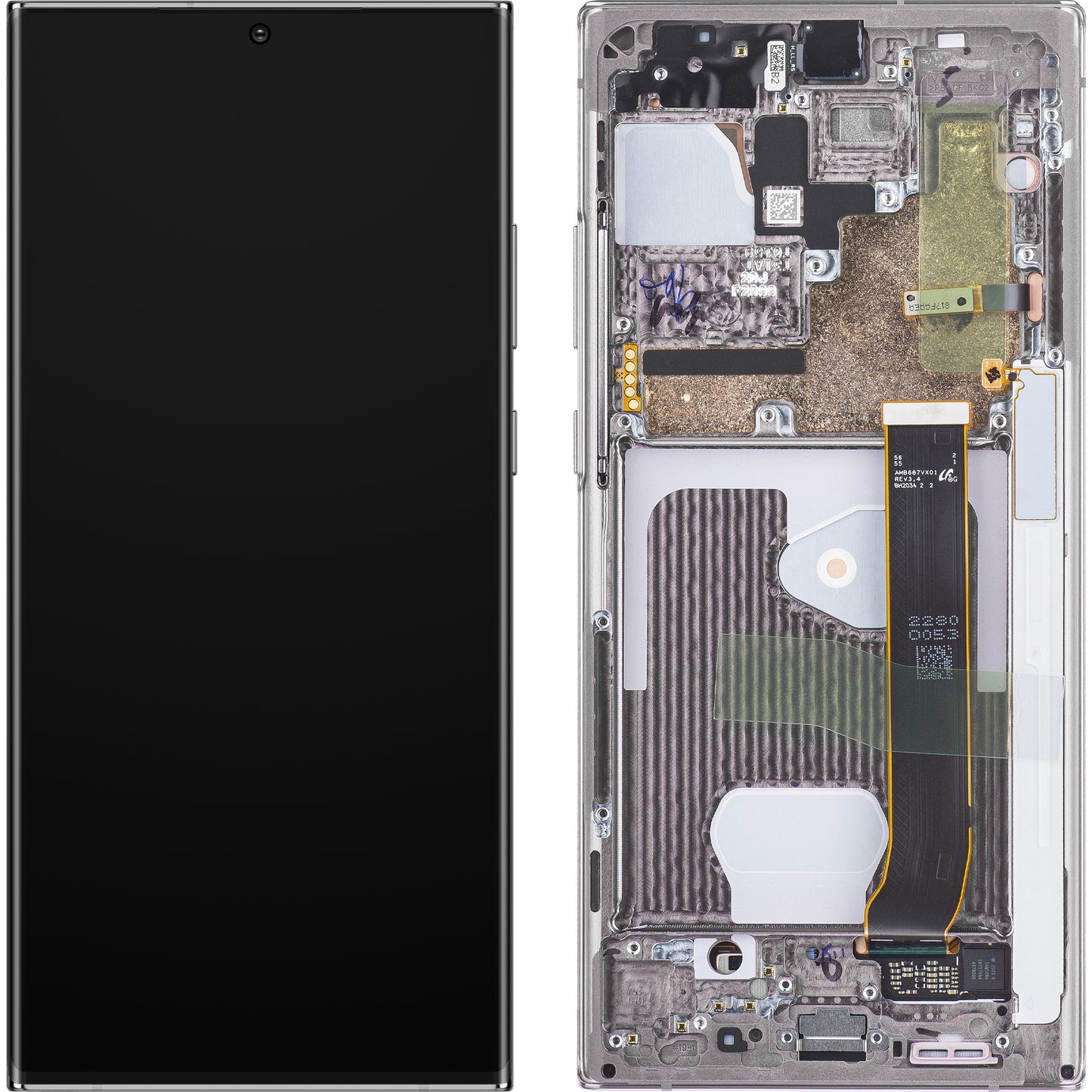 Display met Touchscreen voor Samsung Galaxy Note 20 Ultra 5G N986 / Note 20 Ultra N985, met Frame, Wit, Service Pack GH82-23596C