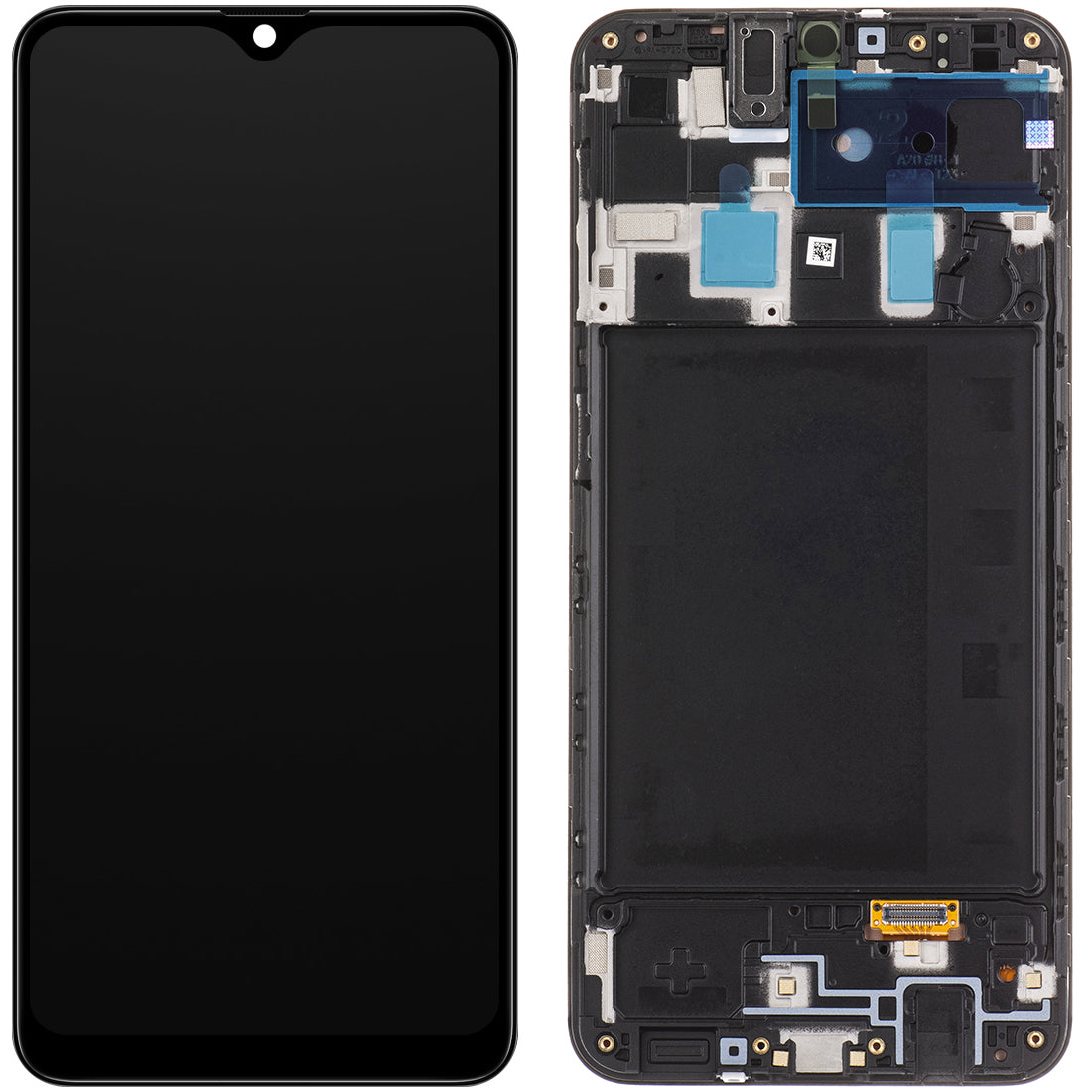 Touchscreen scherm Samsung Galaxy A20 A205, met frame, zwart, Service Pack GH82-19571A