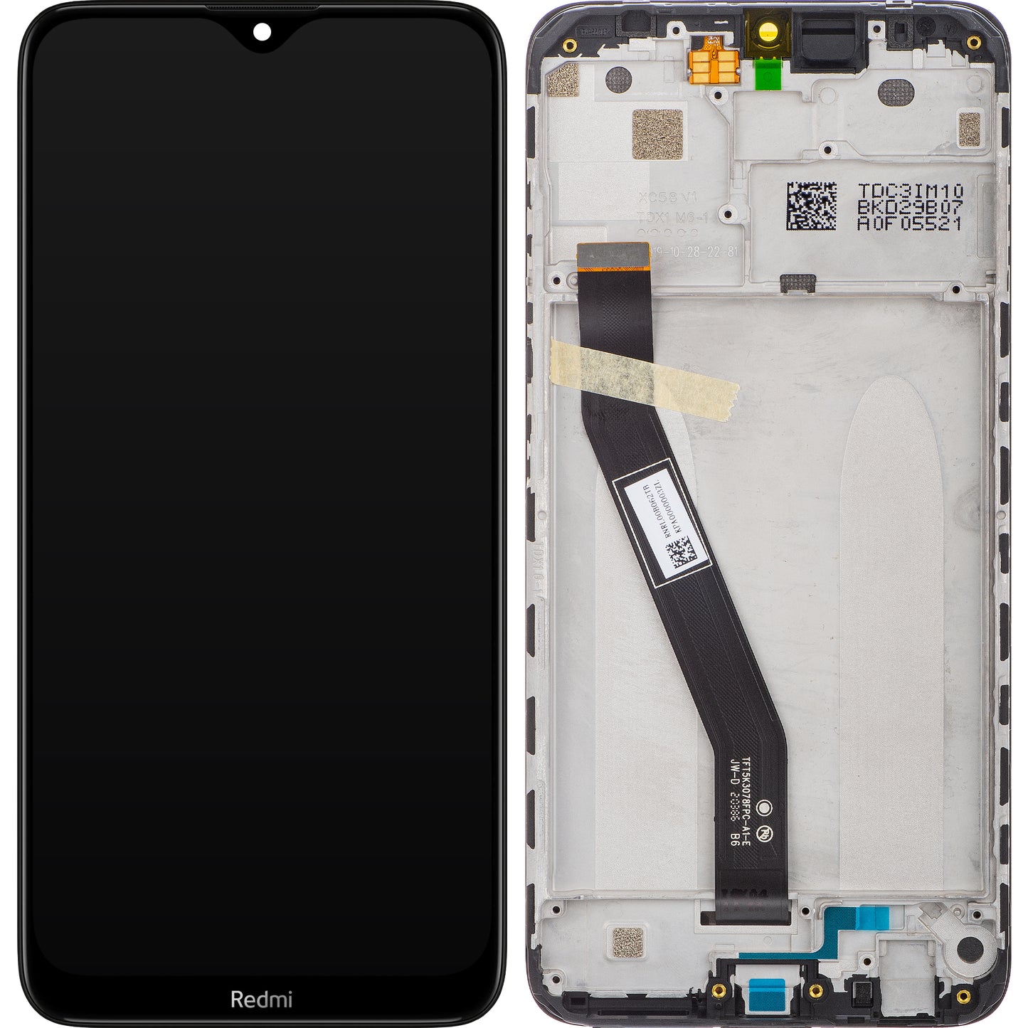 Xiaomi Redmi 8 touchscreen scherm, met frame, zwart, Service Pack 5600040C3I00