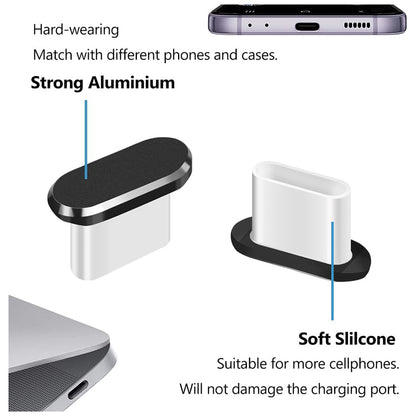Staubschutzkappe Telefonanschluss Techsuit AD1, USB-C, 4er Set, Schwarz