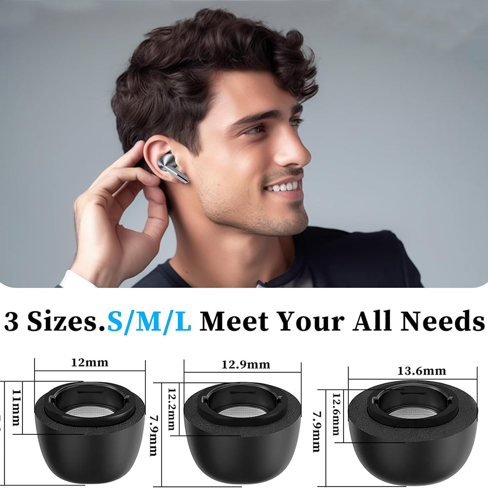 Techsuit ET3 Ohrstöpsel für Samsung Galaxy Buds3 Pro, Größe S / M / L, Schwarz