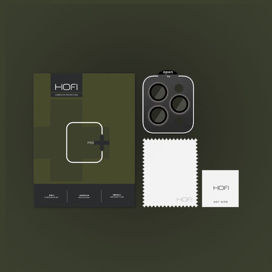 Film de protection pour caméra arrière HOFI CamRing PRO+ pour Apple iPhone 15 Pro Max / 15 Pro, Verre trempé, Noir