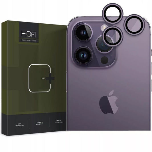 Beschermfolie Tech-Protect CamRing Fit+ voor de achtercamera van Apple iPhone 14 Pro Max / 14 Pro, Gehard Glas, Paars