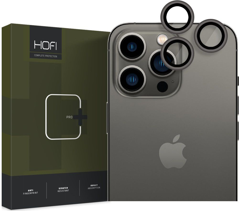 Beschermfolie Tech-Protect CamRing PRO+ voor de achtercamera van Apple iPhone 14 Pro Max / 14 Pro, Gehard Glas, Zwart