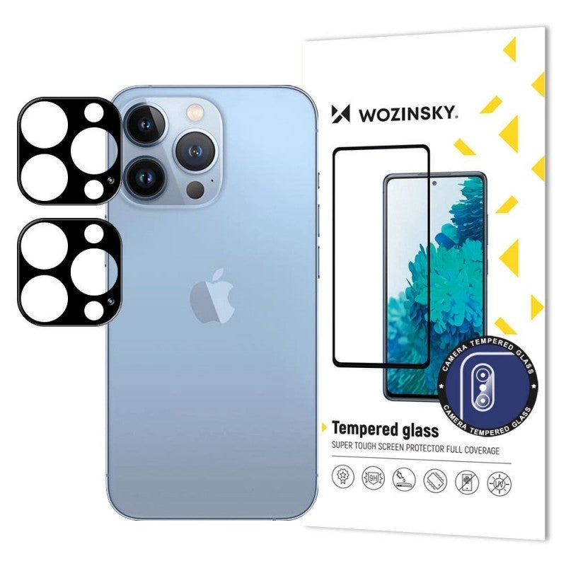 Beschermfolie Achtercamera WZK voor Apple iPhone 17 Pro, Gehard Glas, Set van 2 stuks, Zwart