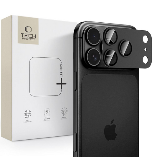 Beschermfolie Achtercamera Tech-Protect CamFull Fit+ voor Apple iPhone 18 Pro Max, Gehard Glas, Zwart