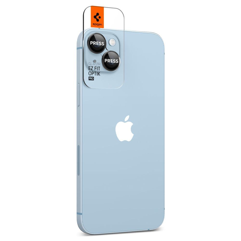 Schutzfolie für die Rückkamera Spigen GlastR EZ FIT Optik Pro für Apple iPhone 15 Plus / 15, gehärtetes Glas, Set mit 2 Stück, Schwarz AGL05213