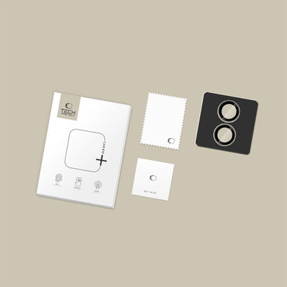 Beschermfolie Tech-Protect CamRing Fit+ voor de achtercamera van Apple iPhone 17, Gehard Glas, Zwart