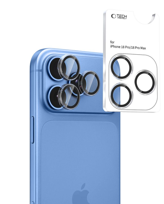 Beschermfolie Achtercamera Tech-Protect CamRing Fit+ voor Apple iPhone 18 Pro / 18 Pro Max, Gehard Glas, Transparant