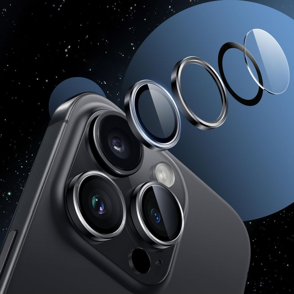 Schutzfolie für die Rückkamera Tech-Protect CamRing Fit+ für Apple iPhone 17 Pro Max / 17 Pro / 16 Pro Max, gehärtetes Glas, Schwarz