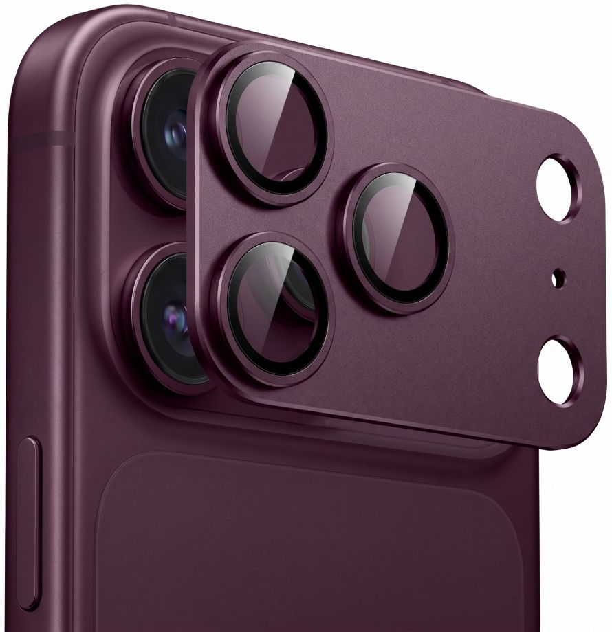Beschermfolie Achtercamera Tech-Protect CamFull Fit+ voor Apple iPhone 18 Pro Max, Gehard Glas, Bordeauxrood