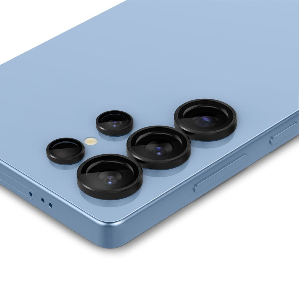 Beschermfolie Achtercamera Spigen GlastR EZ FIT Optik Pro HD voor Samsung Galaxy S25 Ultra S938, Gehard Glas, Set van 2 stuks, Zwart