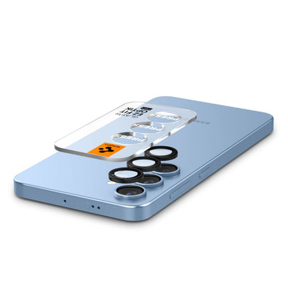 Beschermfolie Achtercamera Spigen GlastR EZ FIT Optik Pro HD voor Samsung Galaxy S25+ S936, Gehard Glas, Set van 2 stuks, Zwart AGL09088