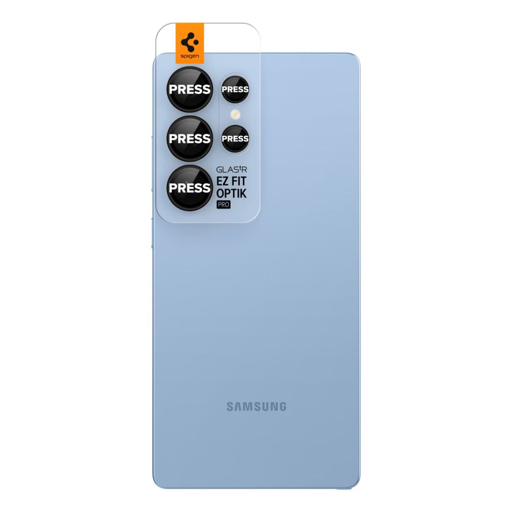 Beschermfolie Achtercamera Spigen GlastR EZ FIT Optik Pro HD voor Samsung Galaxy S25 Ultra S938, Gehard Glas, Set van 2 stuks, Zwart