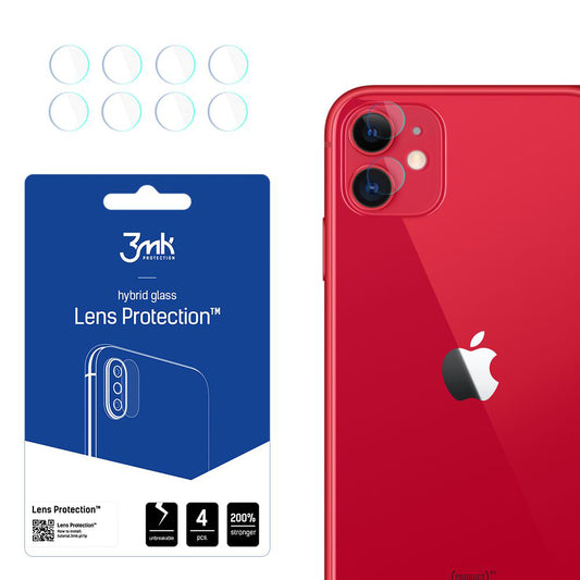 3MK Protection Achtercamera Beschermfolie voor Apple iPhone 11, Flexibel Glas, Set van 4 Stuks, Transparant