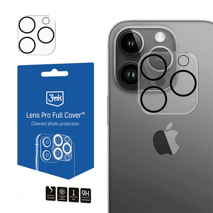 3MK Pro Full Cover Achtercamera Beschermfolie voor Apple iPhone 14 Pro, Gehard Glas, Transparant