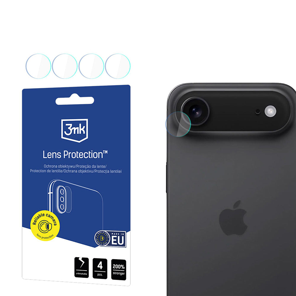 Beschermfolie Achtercamera 3MK Protection voor Apple iPhone 17 Air, Gehard Glas, Set van 4 stuks, Transparant