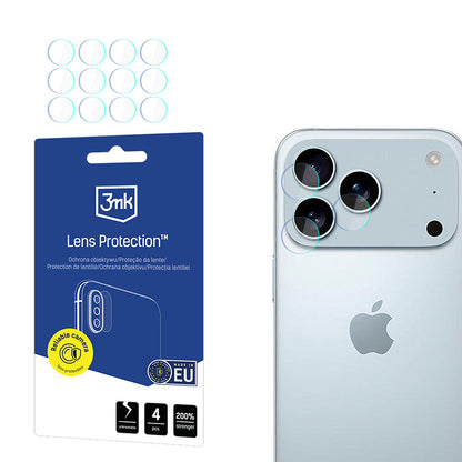 Film de protection Caméra Arrière 3MK Protection pour Apple iPhone 17 Pro, Verre Trempé, Set de 4 pièces, Transparent