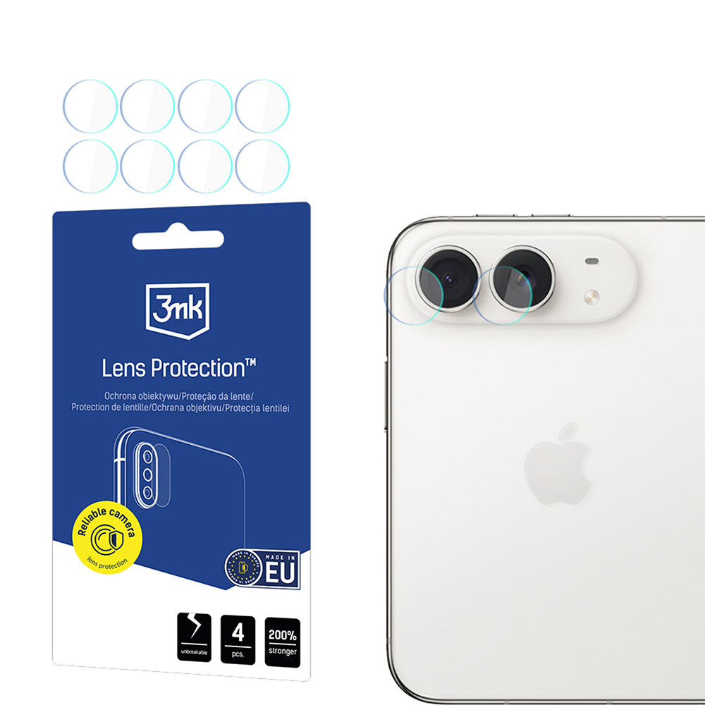 3MK Protection beschermfolie voor de achtercamera van Apple iPhone Duo, gehard glas, set van 4 stuks, transparant